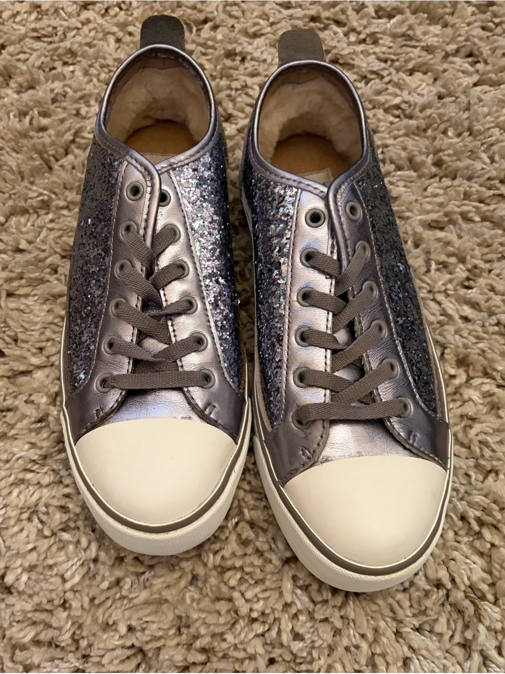 UGG Women's Metallic Gray Glitter Low-Top Sneakers